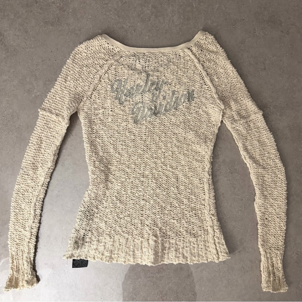 Harley Davidson Cream Knit Sweater